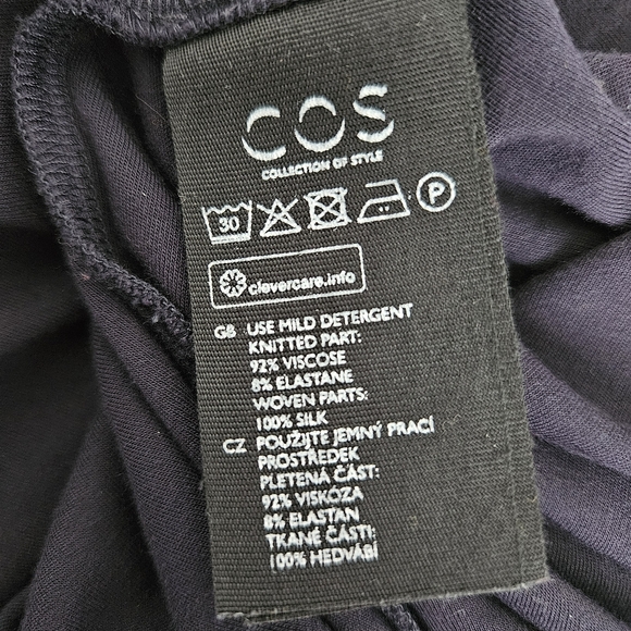 COS Women’s Euro Sz Small Navy DRESS Cuff Sleeve Office Siren Capsule Career - Picture 9 of 9
